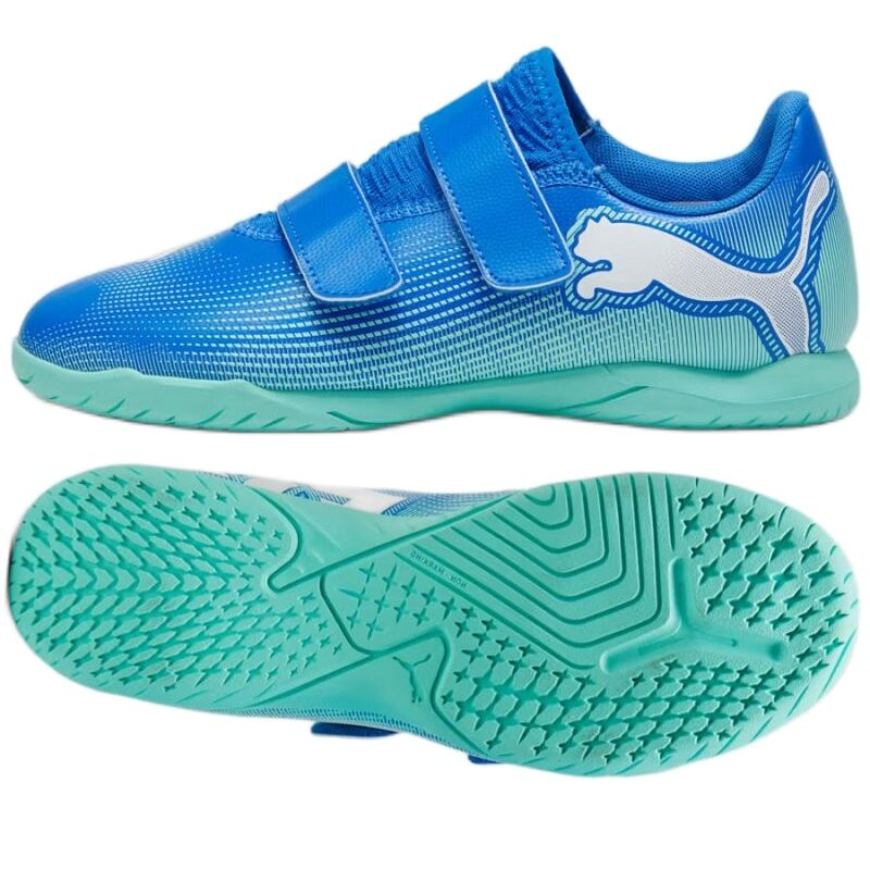 Puma Future 7 Play IT V Hallenschuhe Kinder blau/türkis/weiß 32,5