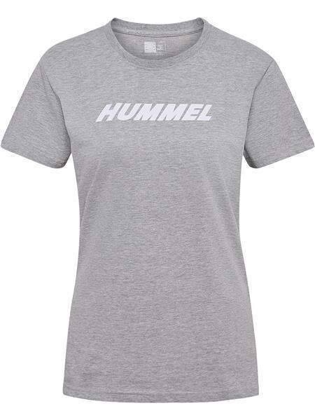 HUMMEL hmlELEMENTAL LOGO COTTON TEE WOMAN - GREY MELANGE - S