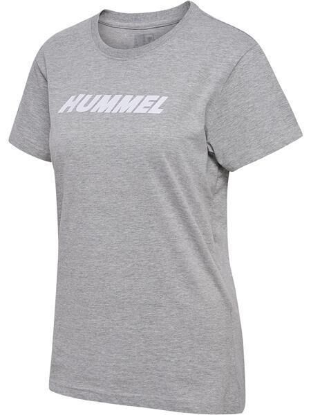 HUMMEL hmlELEMENTAL LOGO COTTON TEE WOMAN - GREY MELANGE - S