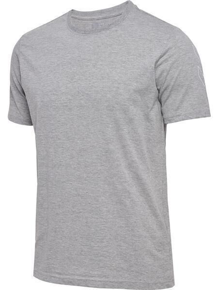 HUMMEL hmlELEMENTAL CHEVRON COTTON TEE - GREY MELANGE - M