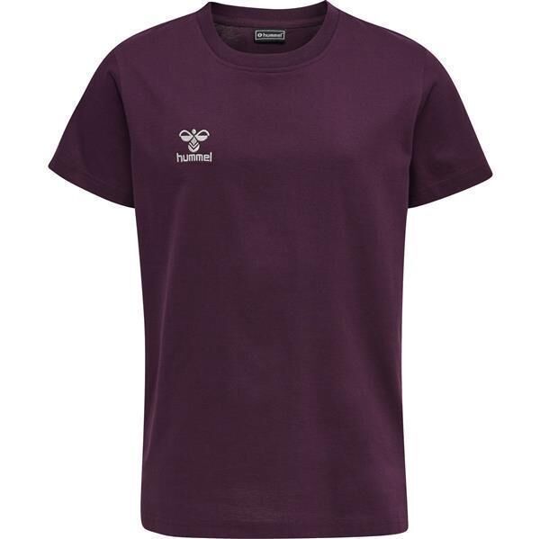 Hummel hmlMOVE GRID COTTON T-SHIRT S/S KID - GRAPE WINE - 152